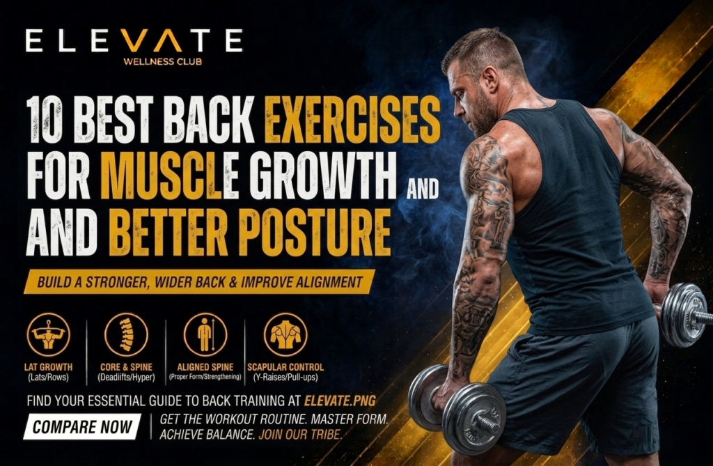 Best back exercises to build muscle and improve posture at Elevate Wellness Club