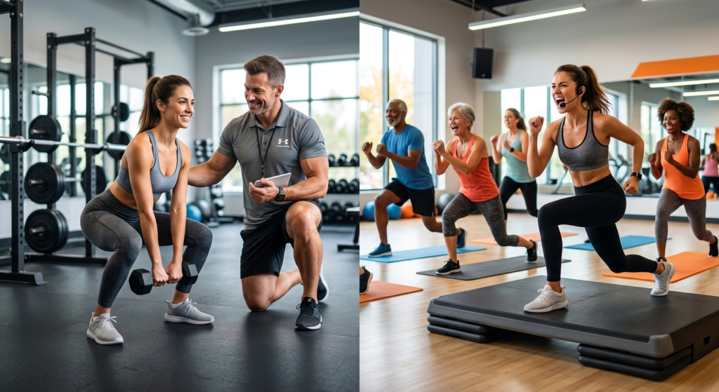 personal training and group fitness.